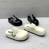 2026春季 新款 欧货真皮厚底皮带扣时尚 欧洲站女鞋 包头拖鞋 外穿半拖