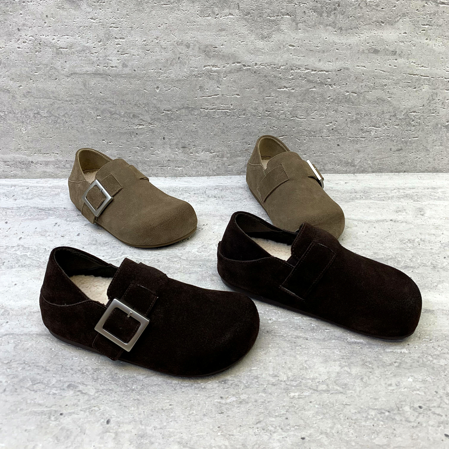 绒垫平底圆头英伦风时尚勃肯鞋