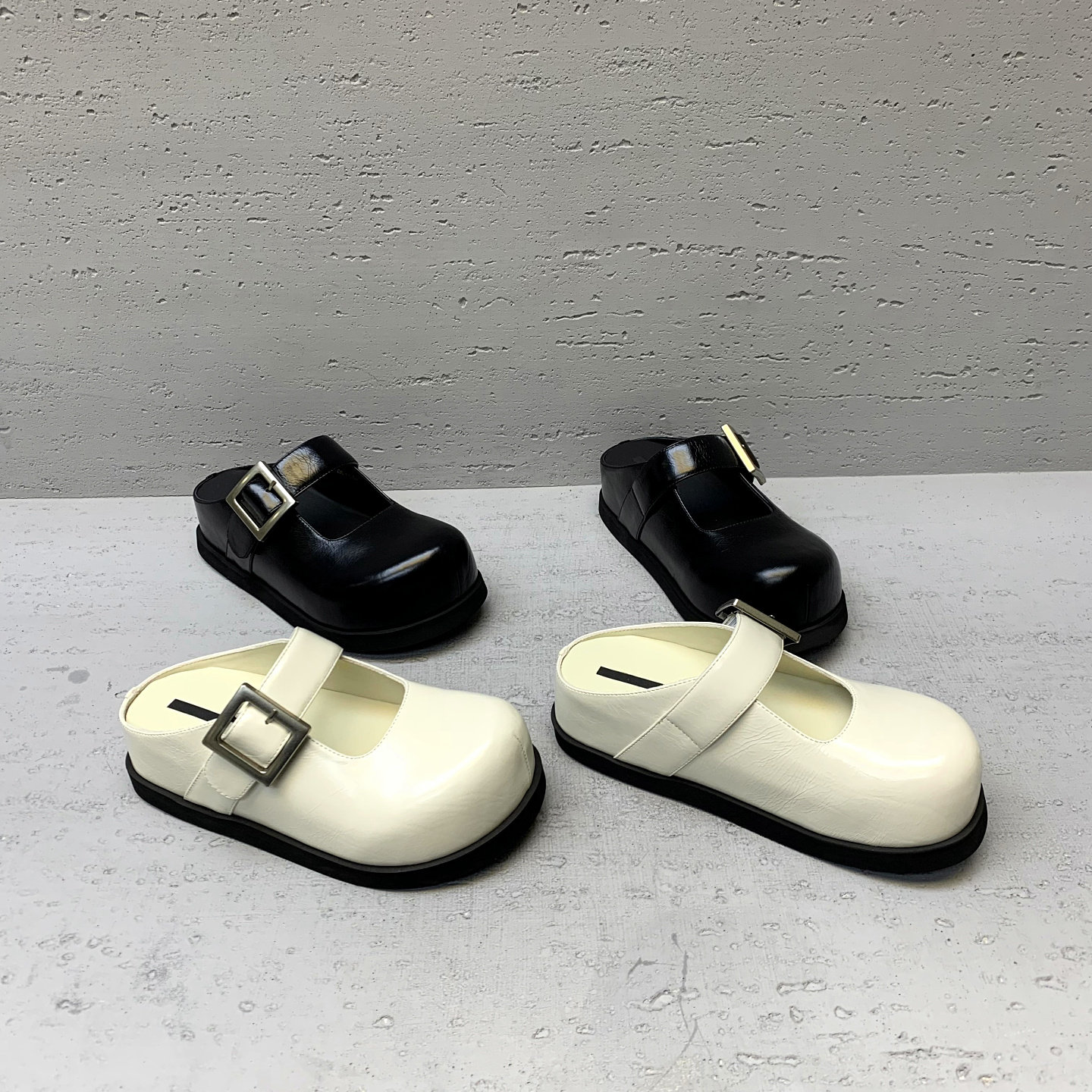 欧洲站女鞋2026春季新款欧货真皮搭扣厚底时尚包头拖鞋女外穿半拖