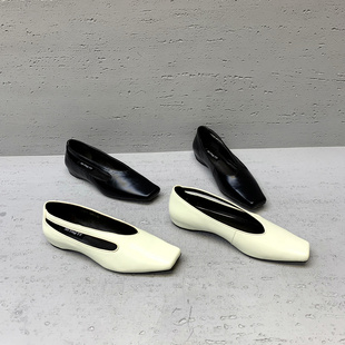 欧洲站女鞋2026春季新款欧货真皮浅口平头侧空内增高时尚低帮单鞋