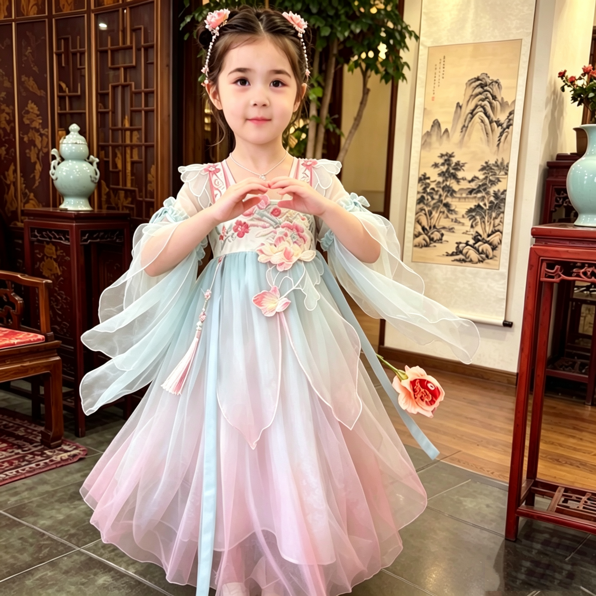 女童汉服公主裙女孩连衣裙夏装2026新款超仙雪纺汉服儿童古装襦裙
