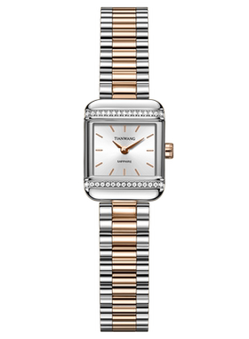 天王 石英机芯 锆石表圈  女表 金色方形表盘 复古 31578/31579