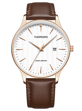 天王沧海系列石英简约百搭男款女款石英表 国表真皮情侣表31541