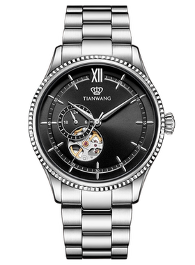 天王表手表 昆仑系列镂空机械男表大表盘蝴蝶扣男士腕表51232