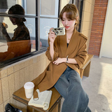 美拉德复古深棕色西装外套女2025年春秋季新款高级感流行西服上衣，女装西装，2C300