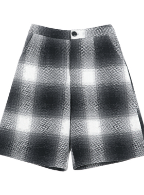 2025复古风 渐变格纹高腰西装短裤HBZXP710131