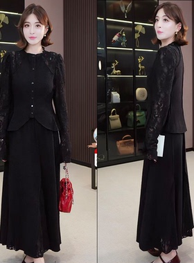 【辰大嗓严选】2026时尚优雅风蕾丝拼接上衣半身裙套装HBZW800231