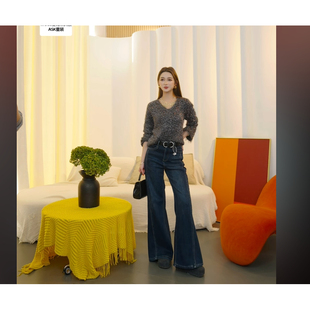 【呼呼严选专享】时尚高腰微喇裤女百搭潮流牛仔裤HBZWW918667