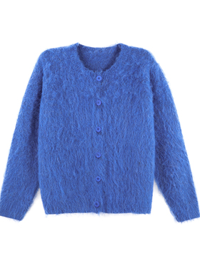 2025冬季新款时尚女装软糯亲肤圆领短款针织开衫上衣HBZX710119