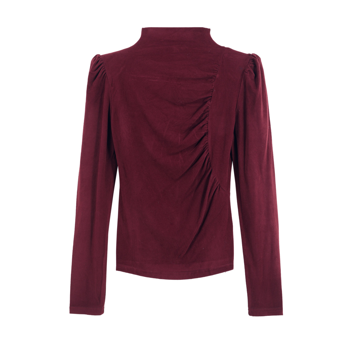 【金金宠粉】"白月光女神"半高领褶皱设计泡泡袖长袖打底918464,女装/女士精品,T恤,淘宝优惠券,粉丝福利购,淘宝优惠卷