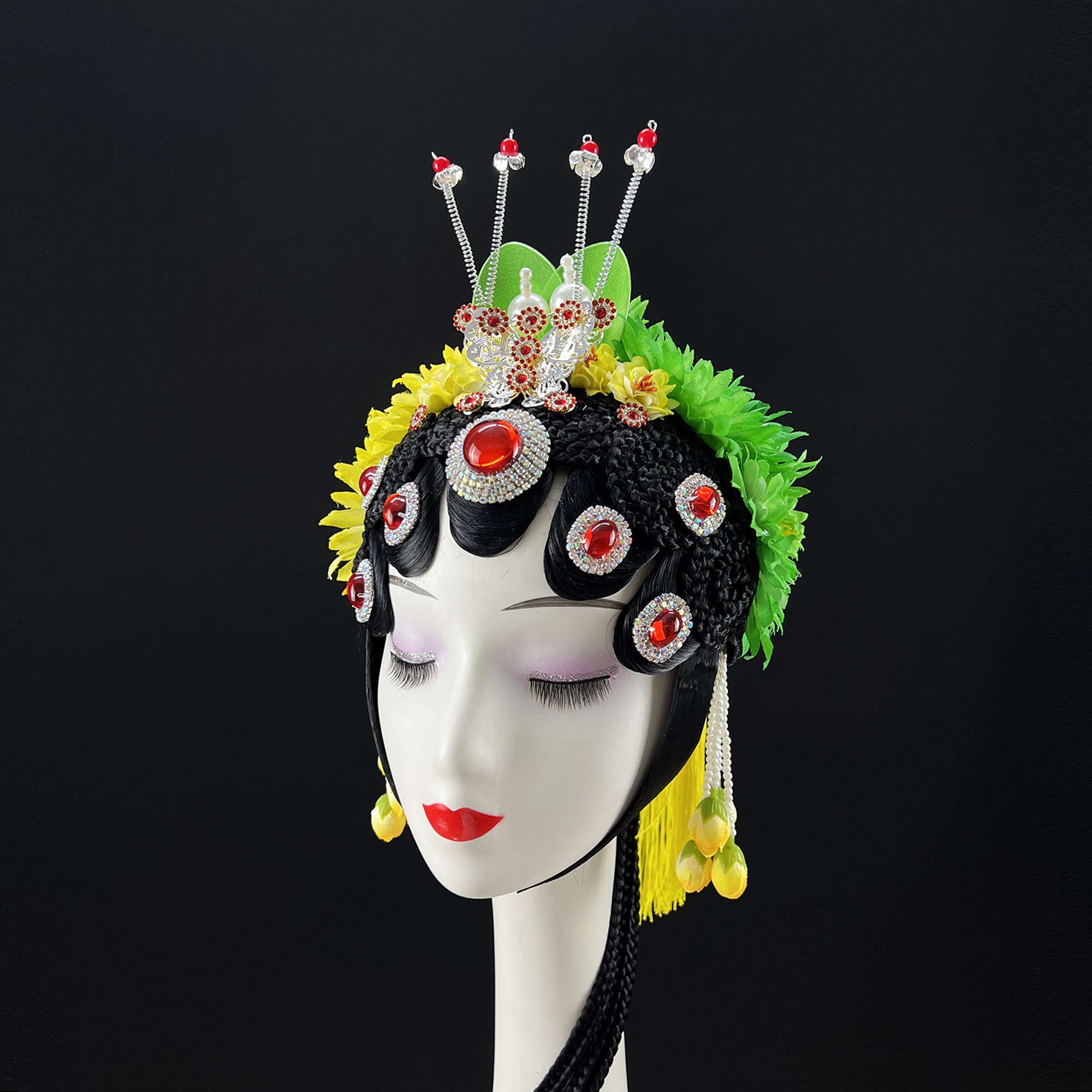 戏曲京剧演出表演头饰芳春行艺考假发舞蹈头饰儿童京剧头饰定制