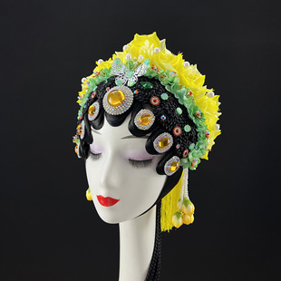 定制古典舞蹈京剧戏曲头饰青衣花旦表演春闺梦百花争妍演出假发