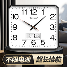 康巴丝方形挂钟客厅简约时尚家用时钟北欧挂表现代创意挂墙石英钟