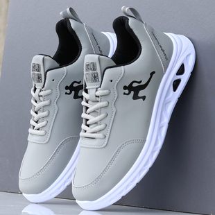 新款 2024秋季 皮面防水防滑跑步鞋 男士 子 男鞋 轻便休闲旅游鞋 运动鞋