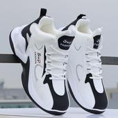 男鞋 秋冬季 保暖皮面防水运动鞋 篮球鞋 百搭防滑耐磨黑白学生跑步鞋