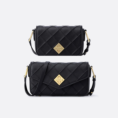 fion/菲安妮菱格纹真皮小方包