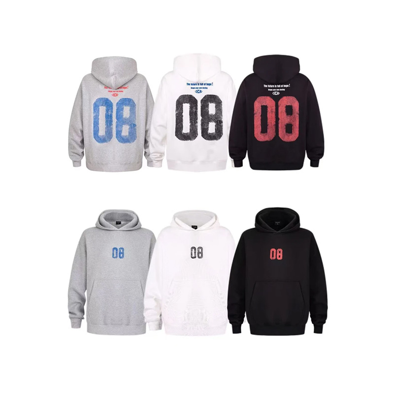 美式街头08数字印花连帽卫衣男女同款运动外套秋季时尚套头帽衫潮