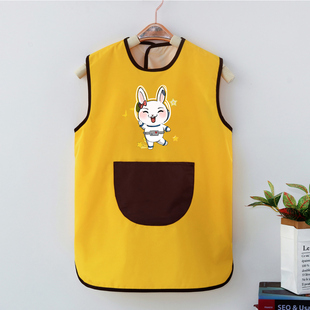 儿童画画罩衣定制logo夏季无袖反穿衣防水围裙幼儿园宝宝吃饭围兜