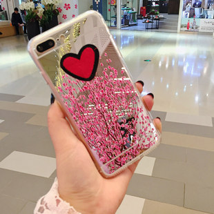 镜面刺绣爱心适用iphone7/8plus手机壳Xs max韩国XR苹果12女13pro