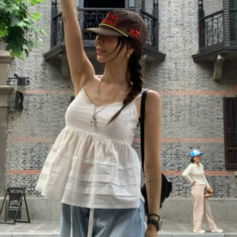 韩国纯色露背修身显瘦无袖吊带女