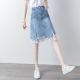 包臀中长裙 高腰网纱拼接不规则a字裙大码 牛仔半身裙2026新款 夏季