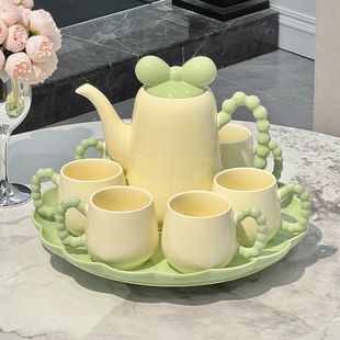 茶杯茶具茶壶轻奢客厅乔迁生日礼物送人 奶油风陶瓷水杯子家用套装