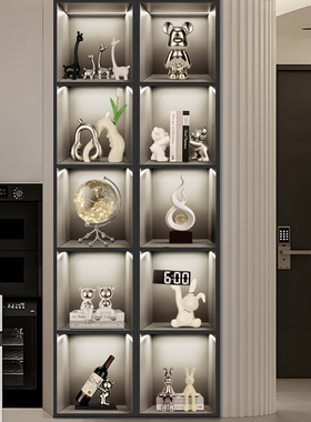 轻奢高端大气酒柜装饰品摆件高档客厅餐边电视玻璃柜家居软装套装