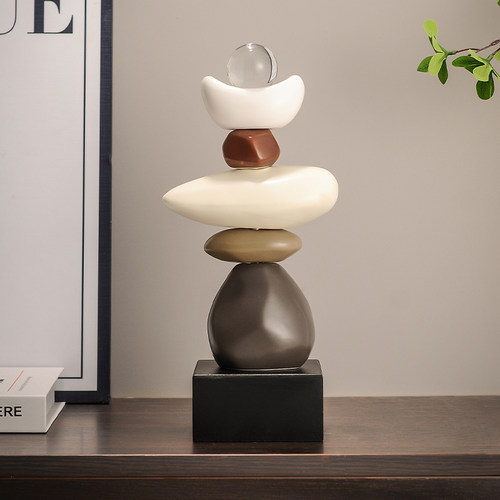 石来运转摆件高级感小众书房客厅桌面玄关酒柜电视柜办公室软装饰