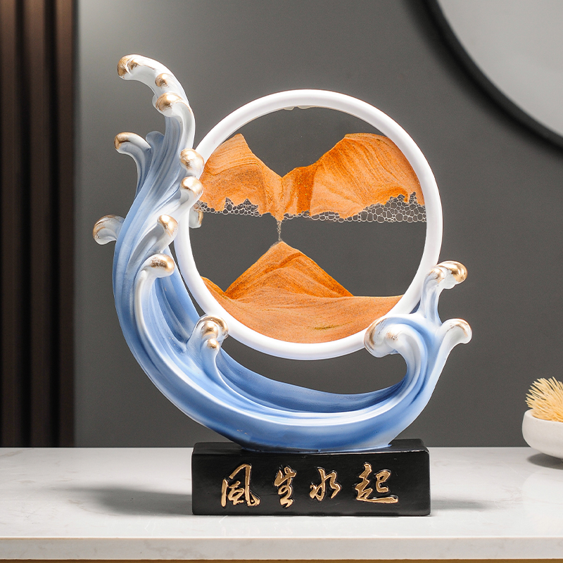 风生水起流沙画摆件高档轻奢家居客厅酒柜玄关办公室电视柜装饰品图片