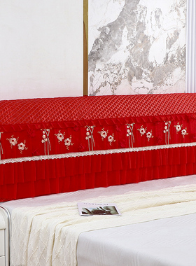 新款婚房红色全包床头罩夹棉加厚软包遮丑防尘床头保护套床头盖布