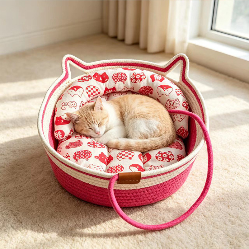猫窝四季通用冬加厚藤编新式解闷自嗨猫抓板半封闭式冬季室内垫子