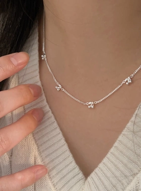 S925纯银小樱桃项链女ins森系小清新锁骨链