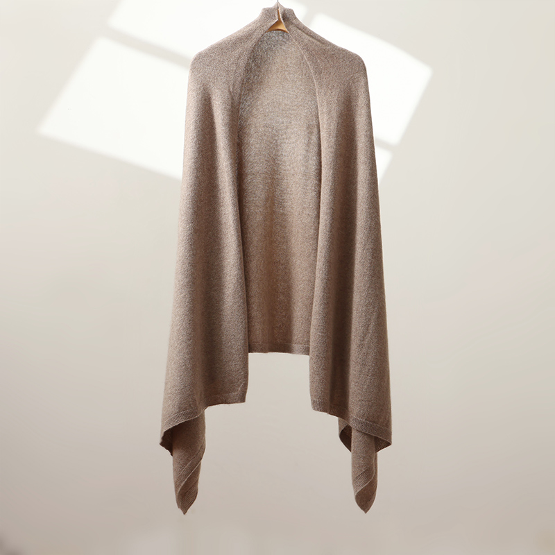 100%纯羊绒大披肩女秋冬百搭外搭针织围巾两用高级感简约大围巾