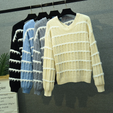 Áo giả lưới hai mảnh thêu cổ áo khâu đáy Hàn Quốc chic chic tay dài xoắn xương đòn áo len nữ thời trang u40