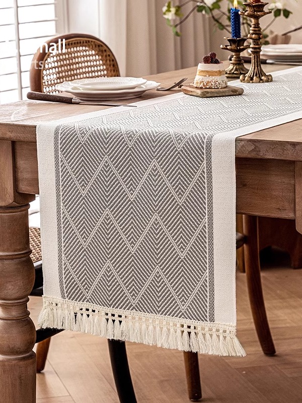 现代简约桌旗北欧原木风餐桌布艺桌布电视柜茶几装饰垫布斗柜台布