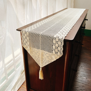 饰盖布 柜五斗柜装 美式 复古原木风桌旗蕾丝钩花电视柜镂空盖巾鞋