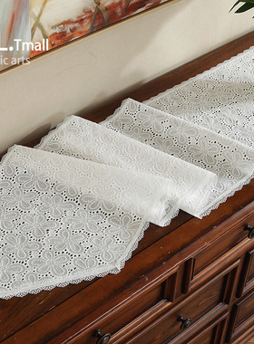 法式蕾丝桌旗白色高级感复古镂空长条桌布电视柜斗柜鞋柜装饰台布