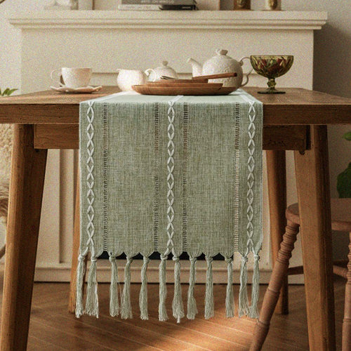 y&l桌旗盖布美式纯色手工打结