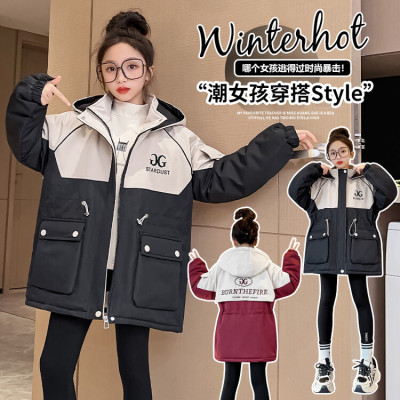 小女孩冬季新款加绒派克服