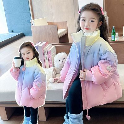 小女孩冬季新款渐变色棉袄