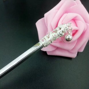 银簪子纯手工古典银发簪实心纯银饰品 999足银发簪民族风发饰礼物