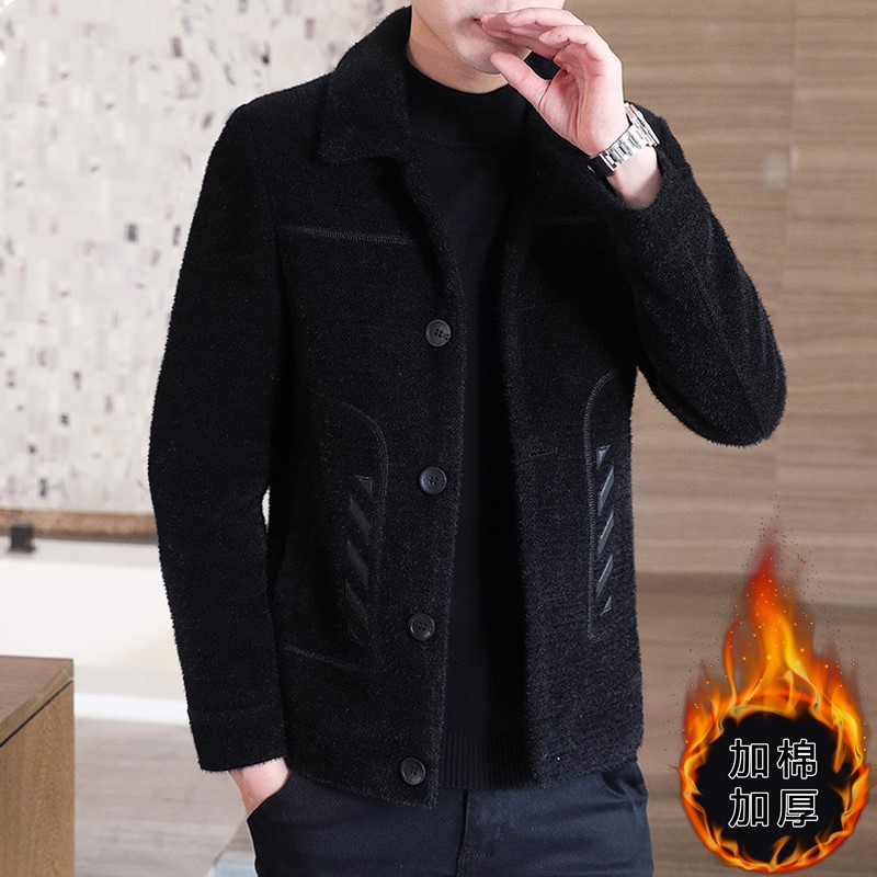 모피 2024 가을 겨울 남성 모직 겨울 의류 한국 스타일 트렌디 자켓 남성 의류 트렌디 자켓 캐주얼 의류 두꺼운