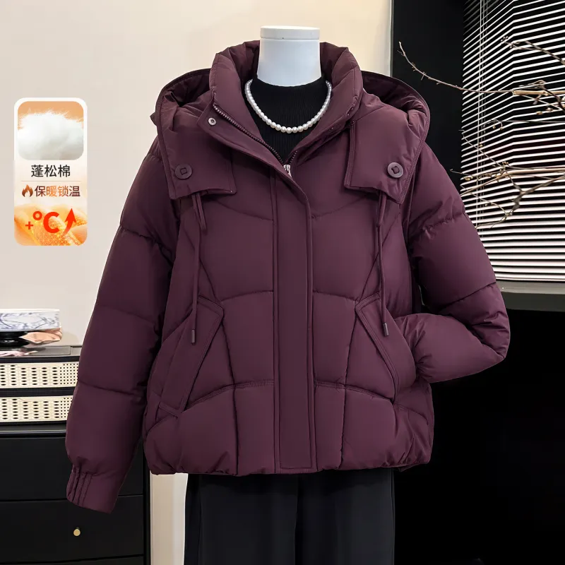 冬季连帽加厚保暖显瘦妈妈棉服