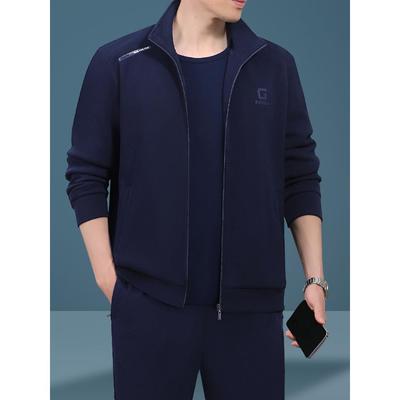 中年运动套装男士春秋季爸爸休闲衣服中老年男装高级感穿搭一整套