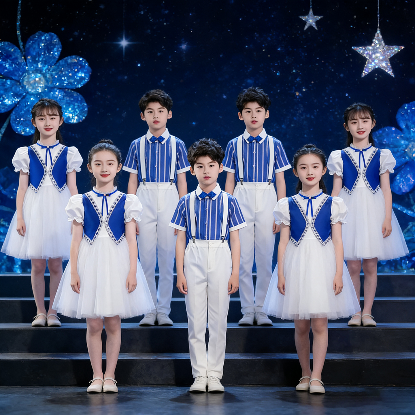 儿童六一合唱演出服中小学生舞蹈诗歌朗诵主持表演服女礼服裙