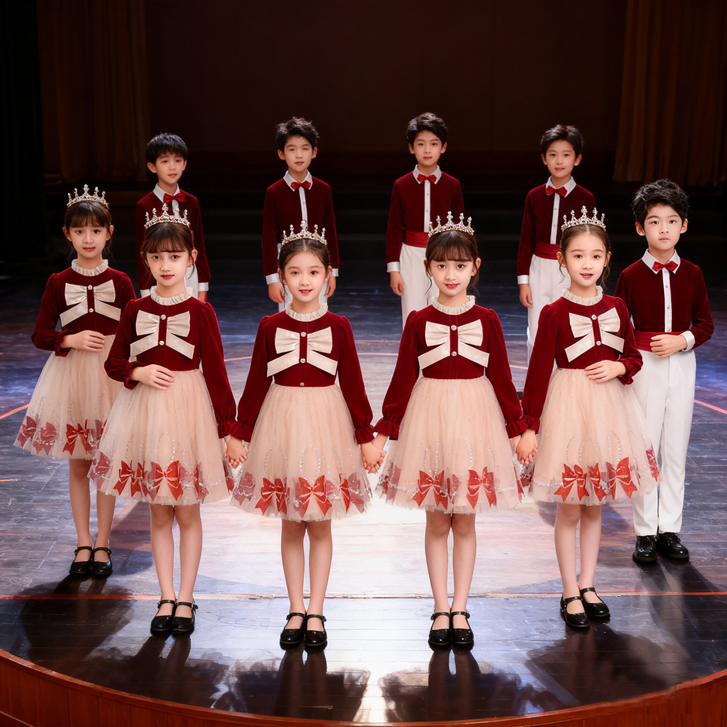 元旦儿童演出服男诗歌朗诵