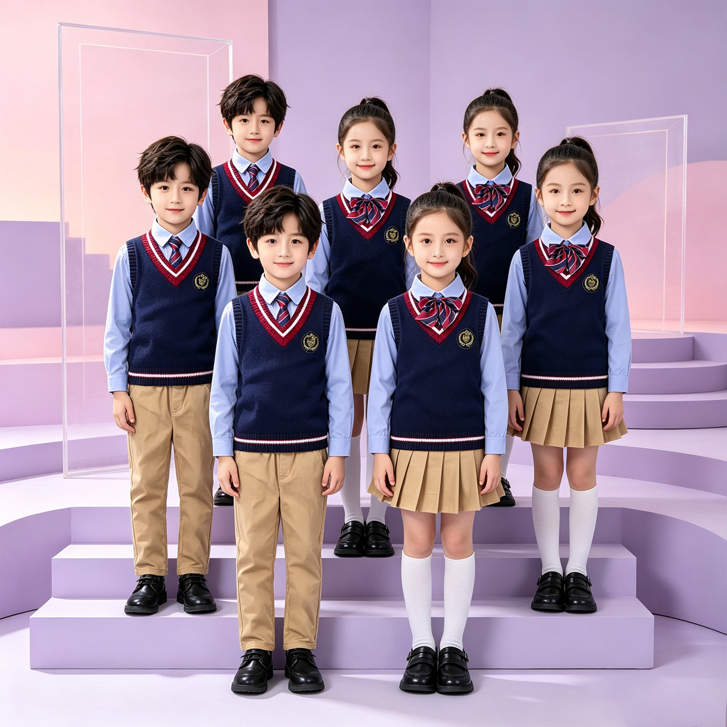 秋冬中学生儿童背心校服