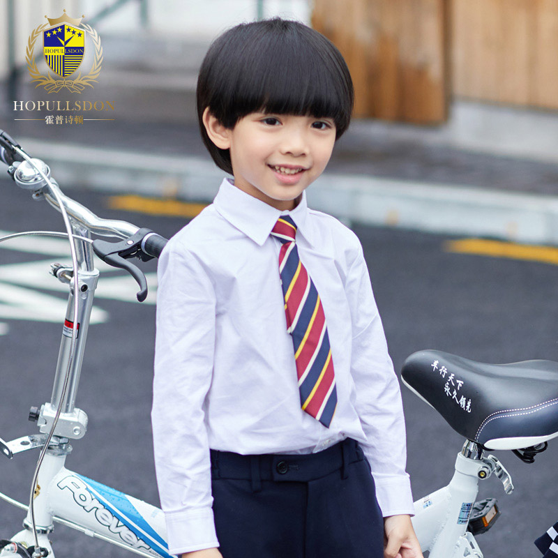 春季幼儿纯白色大小童格子衬衫