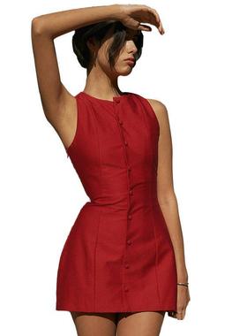 2026 women clothesYJ24078跨境春季新款修身无袖短裙 欧美风气质