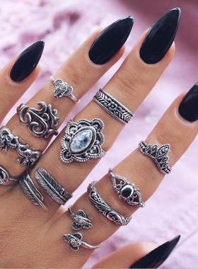 fashion finger rings women set star 镶钻戒指组合女尾戒指环